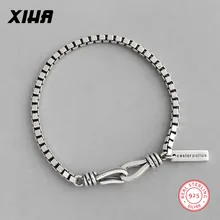 Винтажная 925 пробы Серебряная цепочка Braccelets для женщин и мужчин унисекс геометрический дизайнерский ЮВЕЛИРНЫЙ Роскошный женский браслет