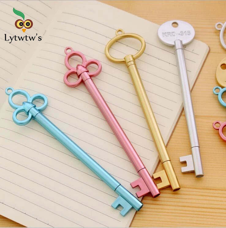 1 Pcs Lytwtw's Stationery Kawaii Retro Key Gel Pen School Office Supply Vintage Handle Novel Creative Cute pretty lovely |
