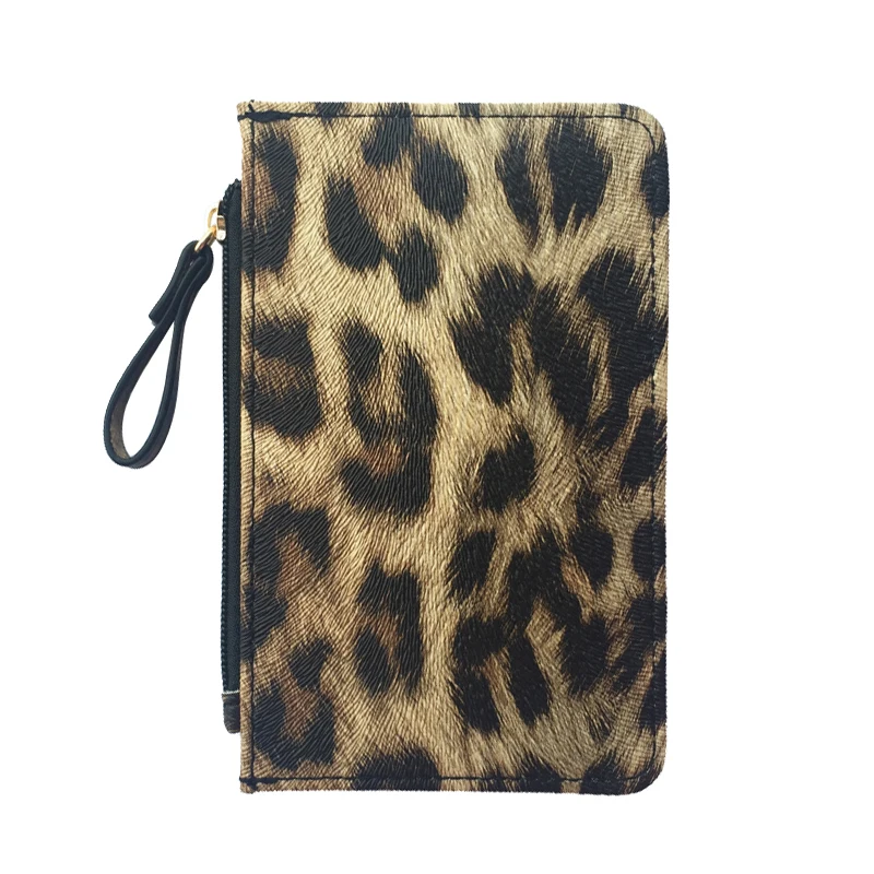 KANDRA Fashion Leopard Leather Mini Wallet Women Slim Card Holder Small Zipper Pouches Animal Coin Organized Credit Card Gift