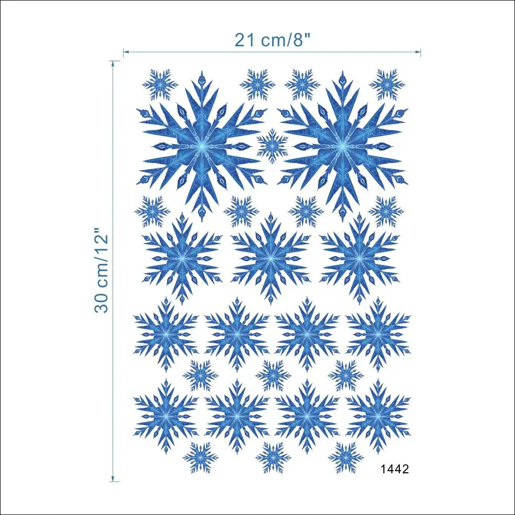 Blue Snowflakes Wall Stickers For Store Home Decor Decal Christmas Day Festival Mural Accessories Art DIY Window wall Decor