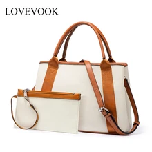 LOVEVOOK сумка набор 2 шт женские сумки с верхней ручкой Холщовая Сумка через плечо женская сумка через плечо для дам маленький клатч