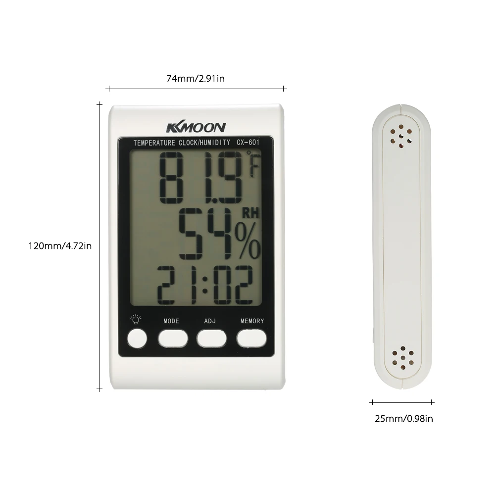 LCD Digital Thermometer Hygrometer Indoor Outdoor Temperature Humidity Meter Alarm Clock with Blue Backlight