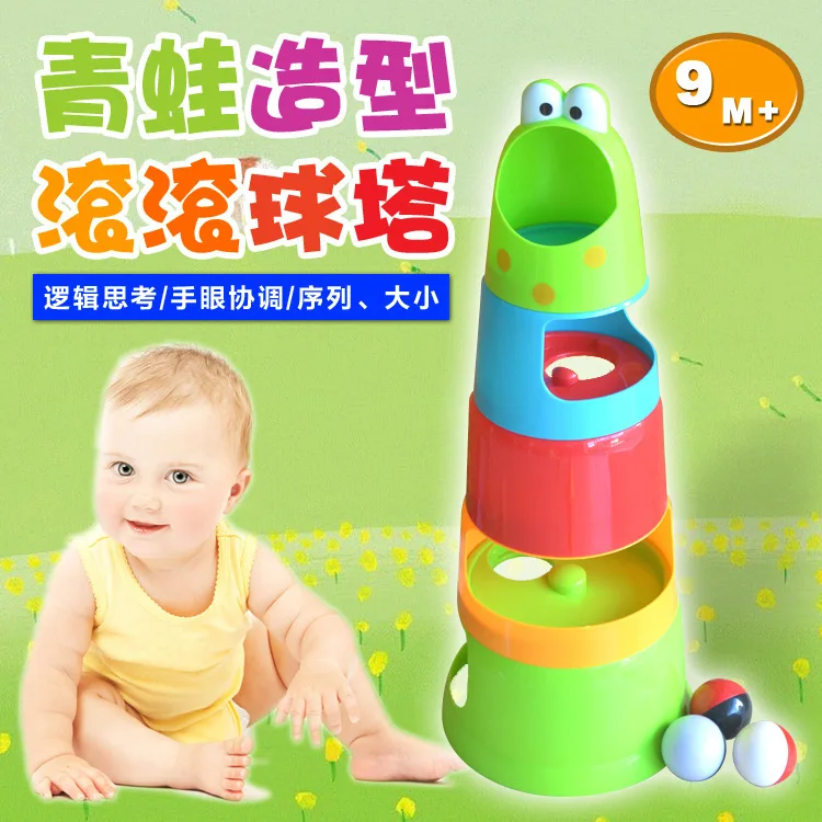 Детская игрушка вращающийся Радужный светильник Дженга в комплекте светильник Детский образовательный просвещение игрушка для младенцев Stack-up skittles bei