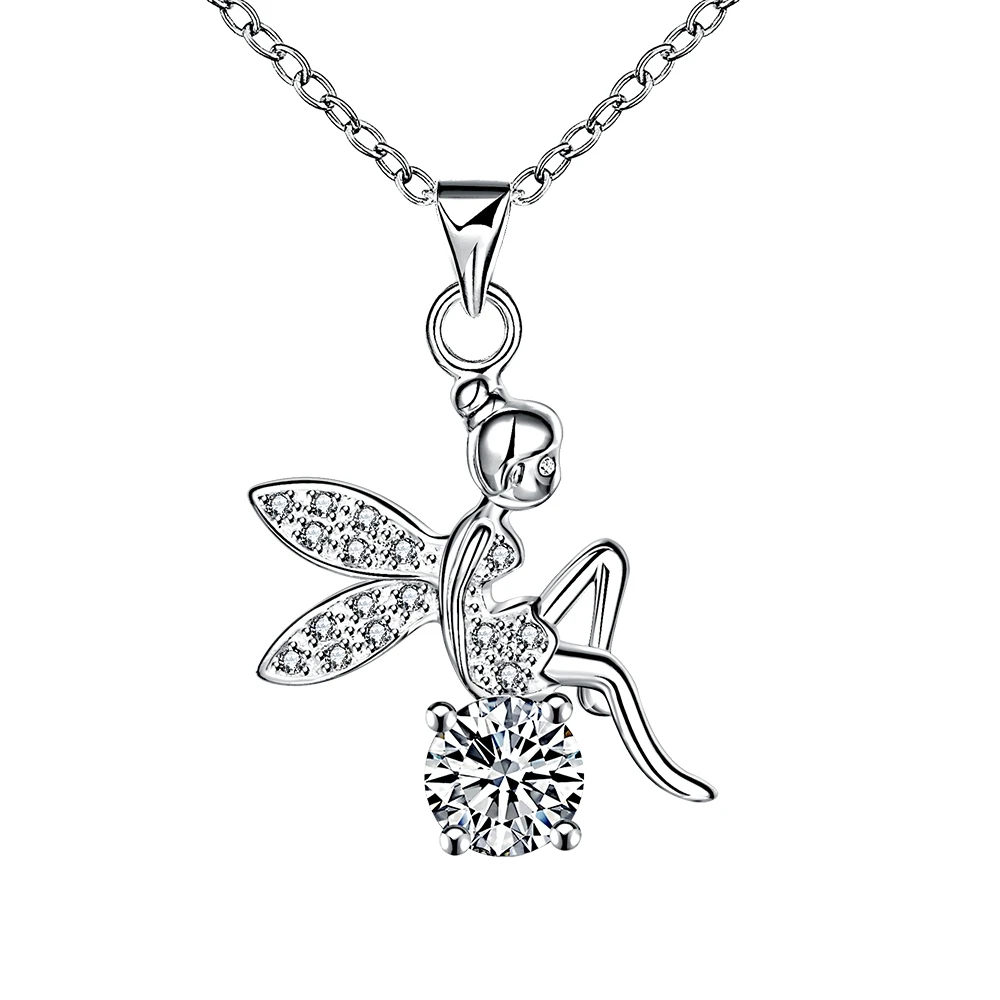 

CU01 Elegant Zirconia Stone Love Girl Pendent Necklace Female wedding Jewelry