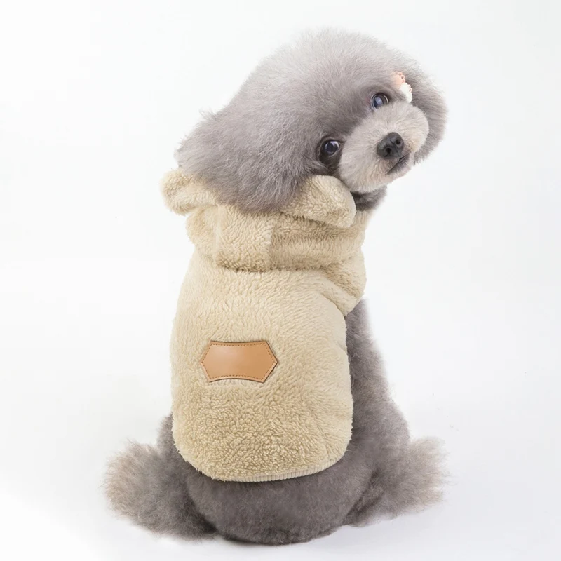Милое пальто на собаку, для питомца костюм животного теплые бархатное худи комплект одежды; зимняя одежда для щенков куртка одежда для малых и средних собак домашних животных S-XXL