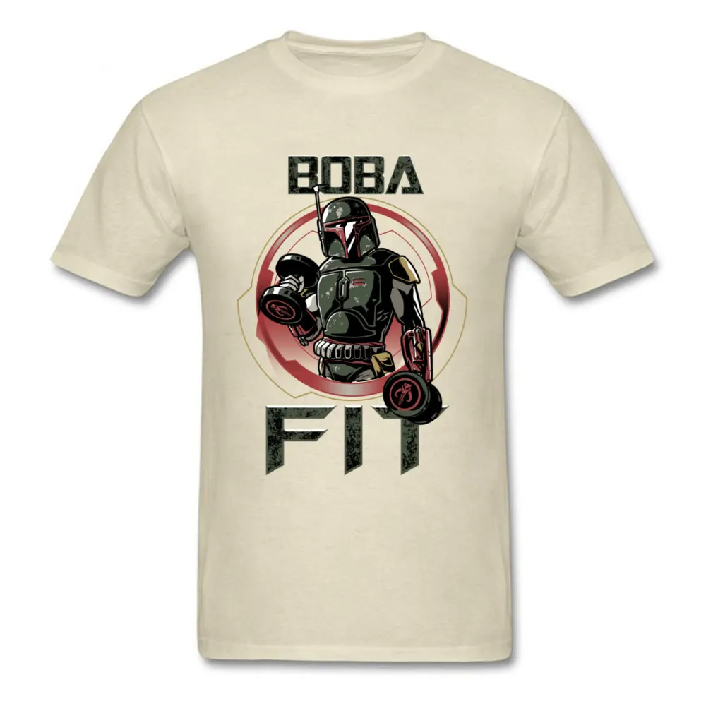 Boba Fit футболка для мужчин забавные Звездные войны тренировки Футболка фирменная Новинка 80s Топы И Футболки с принтом мужская хлопковая одежда ретро Boba Fett рубашка - Цвет: Beige