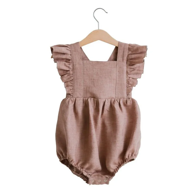 D1349 pink Комбинезоны для маленьких девочек; одежда принцессы с оборками; Одежда для новорожденных; льняные комбинезоны для малышей; летняя одежда для малышей; D134 - Color: D1349 pink