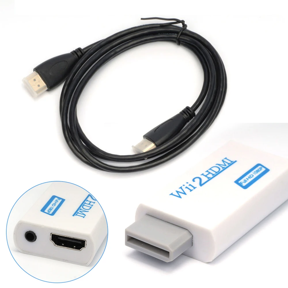 Для wii к HDMI видео с высокой чёткостью Upscaling конвертер адаптер Белый+ HDMI кабель 720P 1080P