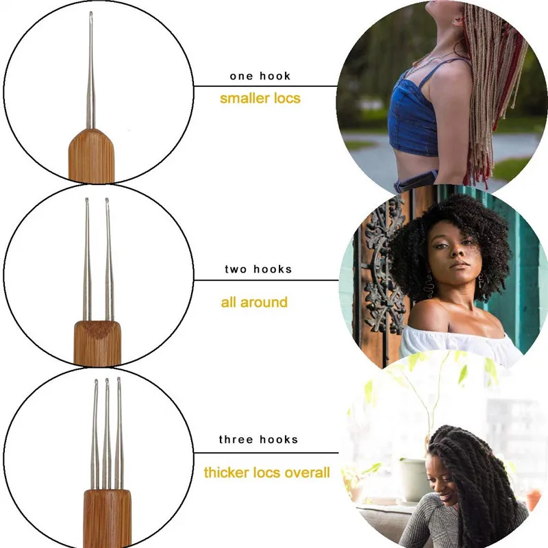  15pcs Dreadlocks Crochet Hook Set for Hair,3pcs Locs Crochet Needle Size 0.75mm Bamboo Handle for Braid Needle and 2pcs Interlocking Tools with Case (5)