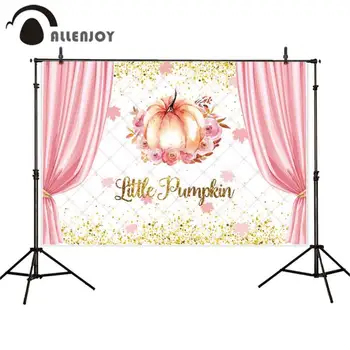 

Allenjoy Little Pumpkin Party Banners Pink Curtain Lattice Maple Leaves Flowers Glitter Decor Photophone Baby Birthday Wallpaper