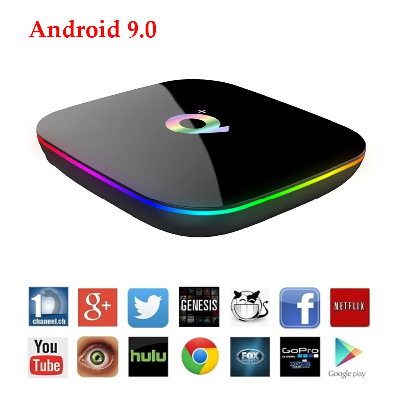 Q Plus Smart TV Box Android 9 0 4 Гб ОЗУ 16 Гб/32 ПЗУ четырехъядерный H.265 USB3.0 2 4G WiFi телеприставка 4K
