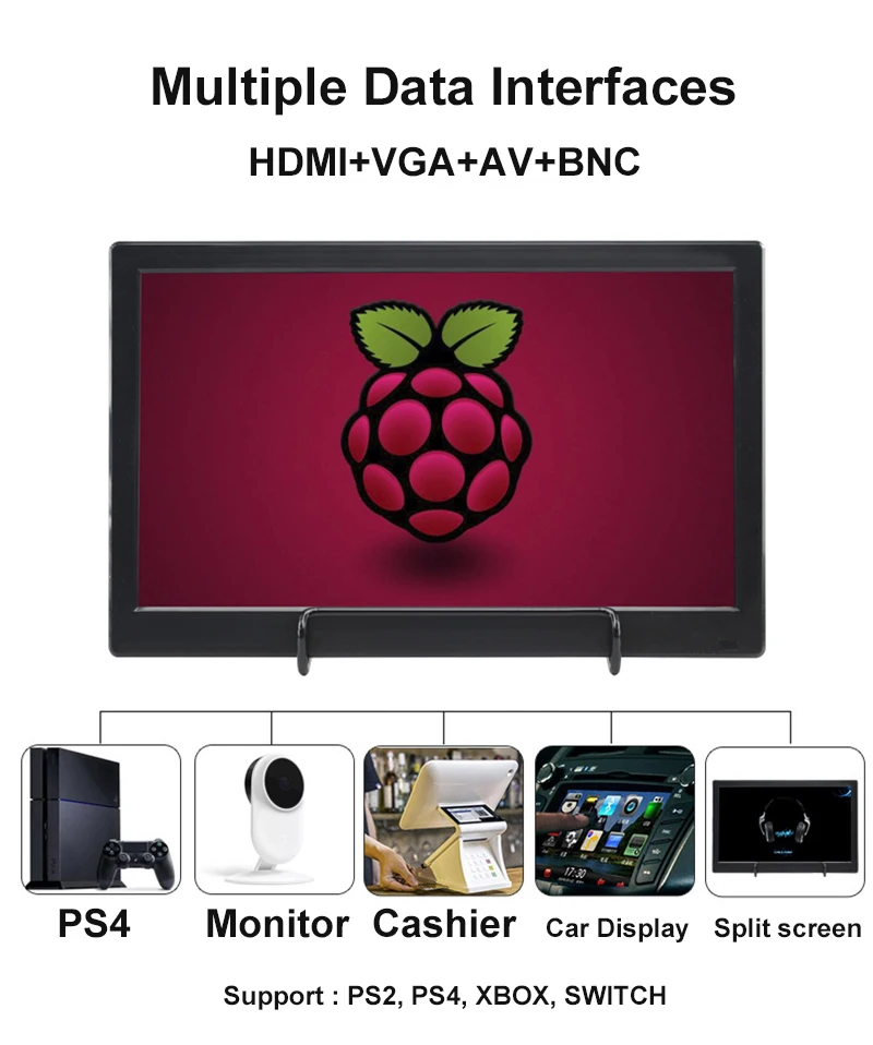 11.6 inch Portable Display LED Monitor 1366x768 HD Display Computer Monitor HDMI-Compatible VGA AV BNC TV for PS4 XBOX Switch