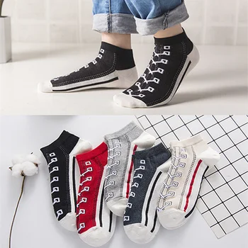 

Casual Canvas Shoe Printed Ankle Socks Men No Show Socks Cute 100 Cotton Sport Student Couple Low Cut Slipper Socks Non Slip Pop