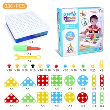Ensemble de Puzzle à assembler soi même, blocs avion fleur dinosaure, outil de correspondance, construction éducative, ensembles de jouets de vissage