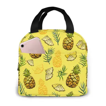 

Pineapple Waterproof Portable Insulated Lunch Bag, Washable And Reusable, Suitable For Outdoor Travel Picnic School Office