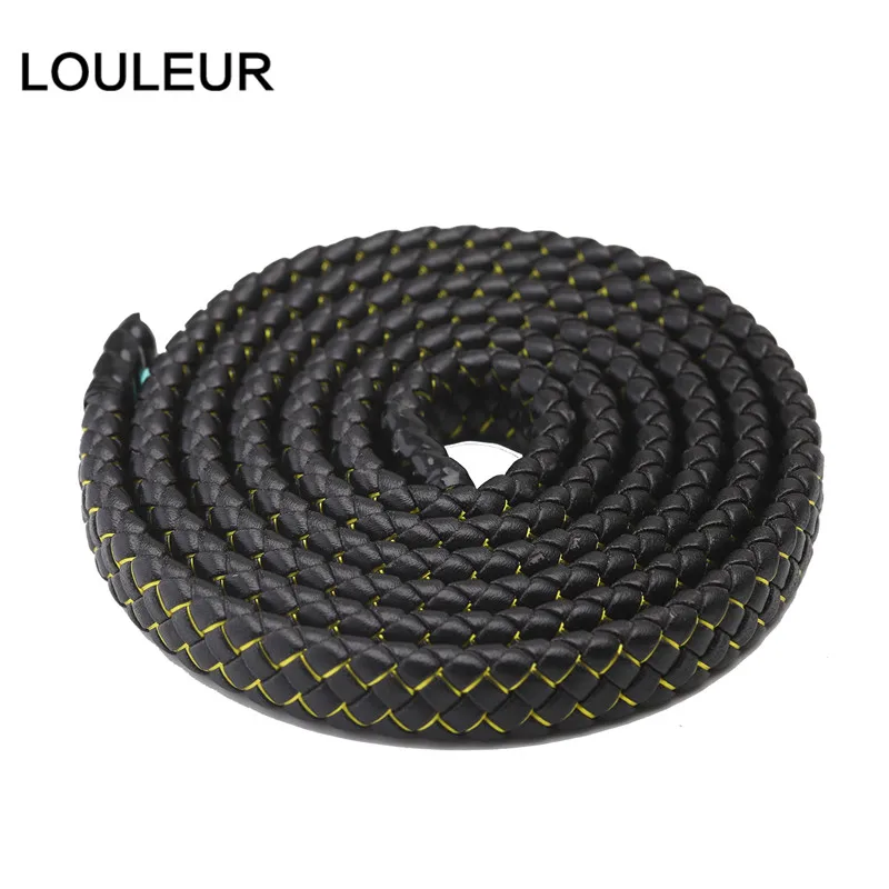 LOULEUR, 12 мм, новинка, мужские ювелирные изделия, панк, черный, синий, Плетеный кожаный шнур для мужчин, для кожаного браслета, изготовление ювелирных изделий - Цвет: T0598BKYE12