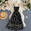 YuooMuoo Korean Fashion Daisy Flower Print Mesh Party Dress Summer Two Layers Spaghetti Strap Vacation Midi Dress Beach Vestidos 2