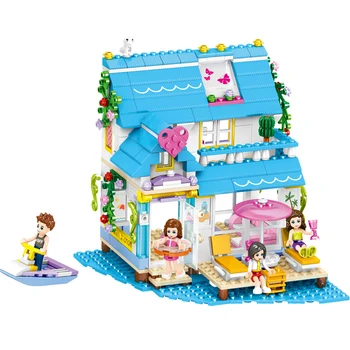 

Friends Series Pop Star House Building Blocks with Figures Beach Villa Bricks Toy Compatible with Friends Girls Gift