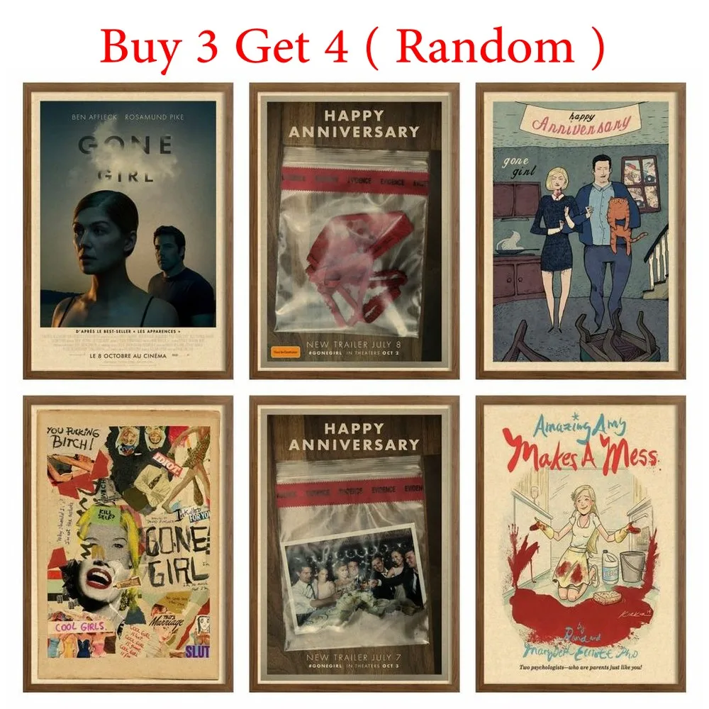 Gone Girl-Póster con impresión de Arte de papel kraft para decoración de pared, póster de película Retro, pintura de moda, 42x30cm