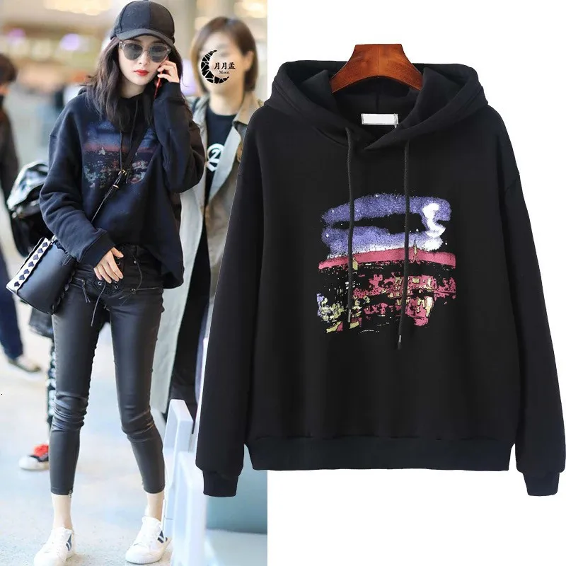 XUXI 2019 New Suit-dress Clothes Autumn Streetwear Thin Section Loose Black Increase Tide Hoodies Sweatshirt Coat FZ0263 | Женская