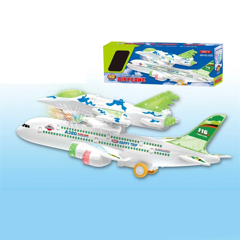 

Shuang ceng dai Music 4D Light Electric Universal Airliner Large Size Air Bus Airplane CHILDREN'S Toy