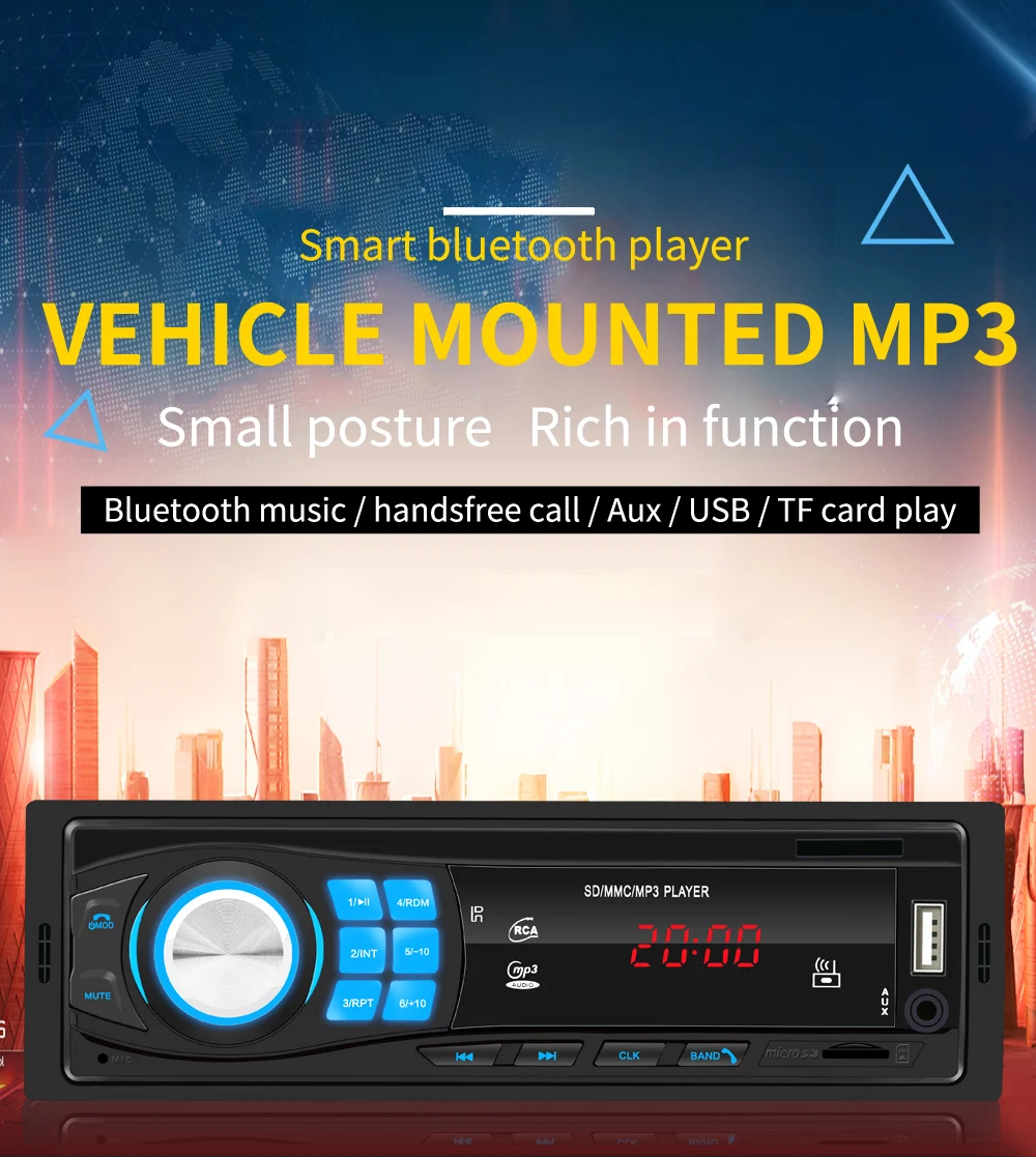 1 Din Автомобильный Bluetooth радио SD MP3-плеер usb Авто Аудио FM приемник стерео Aux вход