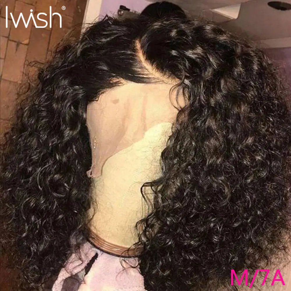 Iwish Glueless 13x4 Курчавые Кудрявые человеческие волосы на кружеве для женщин 150 предварительно выщипанные индийские волосы remy прозрачный парик на кружеве