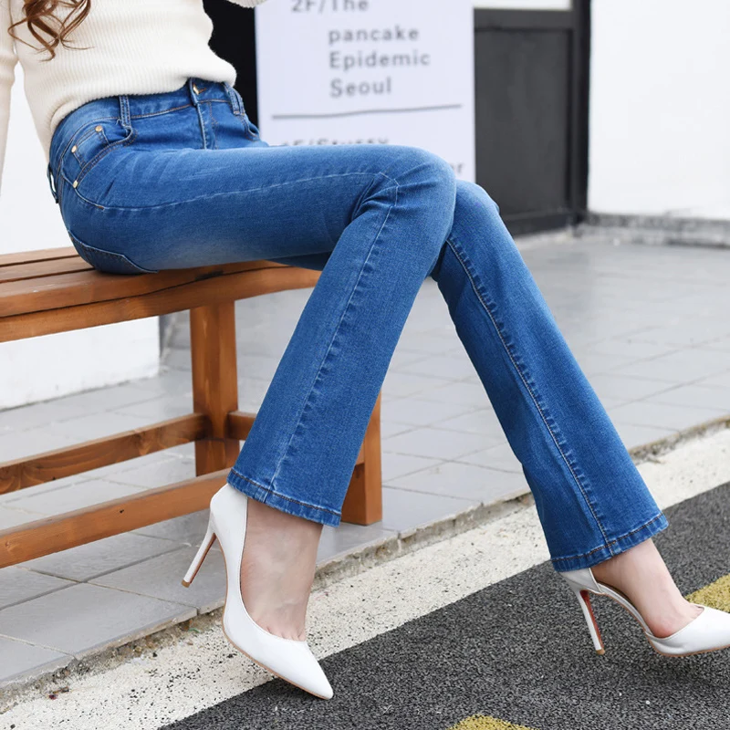 Тонкий Femme Boot Cut женские Стрейчевые джинсы-скини джеггинсы джинсы для Для женщин пуш-ап сексуальный ковбойские штаны расклешенные джинсовые брюки Винтаж