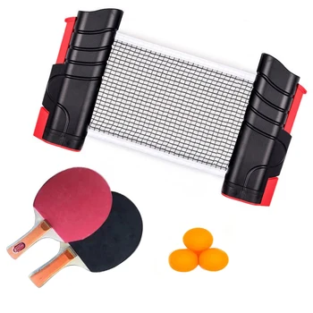 

Portable Table Tennis Net and Post Sets with Extendable Posts Portable Bats Balls Ping Pong Set Home Workout Training Accessorie