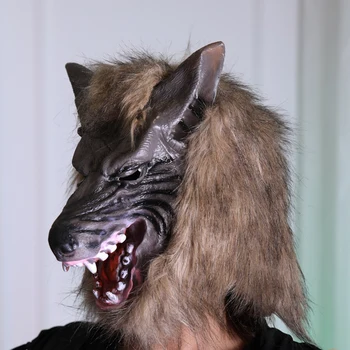

New Masquerade Costume Wolf Masks Simulation Halloween Gloves Headgear Party Props Horror Cosplay Customs Supply Unisex Mask