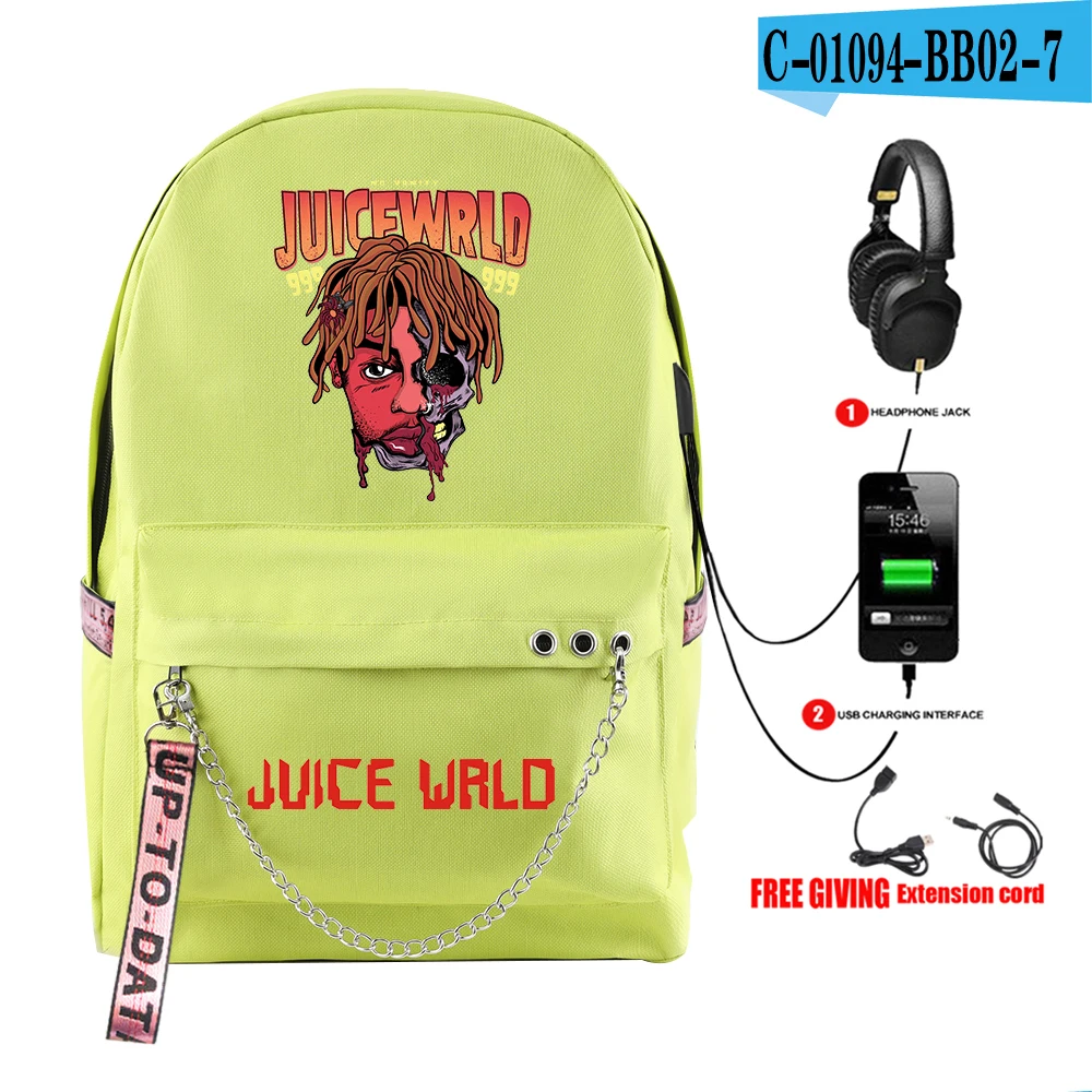 yellow Juice Wrld рюкзак модный звездное небо принт хоп рюкзак для ноутбука USB многофункциональный рюкзак для путешествий софтбэк рюкзаки - Цвет: yellow