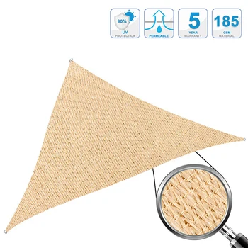 

HDPE Sun Shade Sail Large Sunscreen Sails UV Protection For Outdoor Garden Patio Beige 4×4×4m