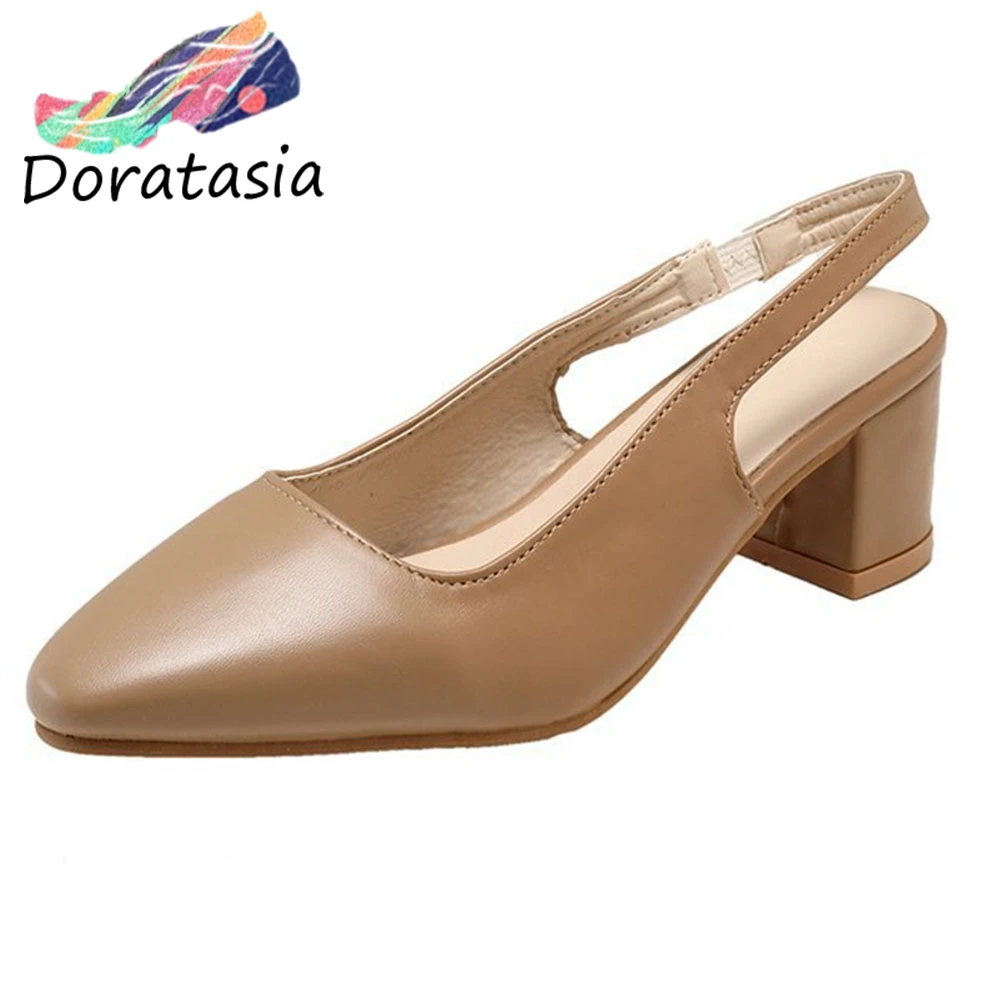 

DORATASIA Classic Girl Elegant Concise OL Sandals Summer Solid Sandals Women High Chunky Heels Shoes Woman