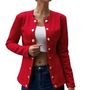 

Women Long Sleeved Solid Colour Double Breasted Suit Autumn Winter Warm Ladies Coat Fashion Slim Wild Coats