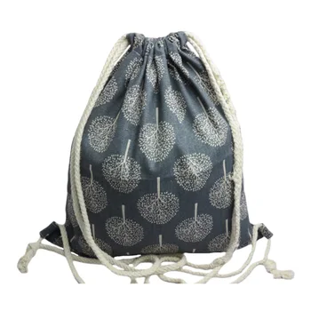 

4Pcs Foldable Drawstring Bags Storage Bag Portable Practical Cotton Linen Tree Printed Travel Large Capacity Drawstring Bag