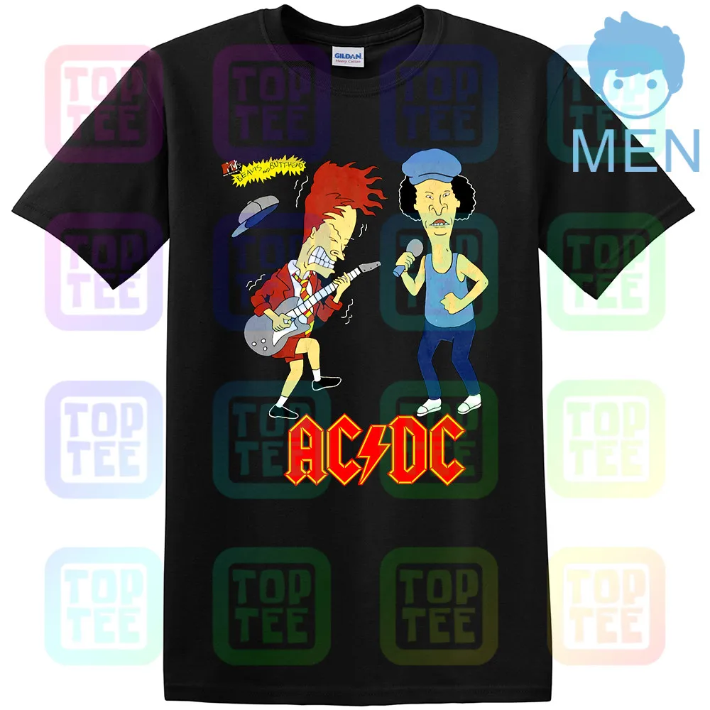 Ограниченная серия! 1996 AC/DC Beavis and Butthead футболка тяжелый хлопок США размер - Цвет: MEN-BLACK