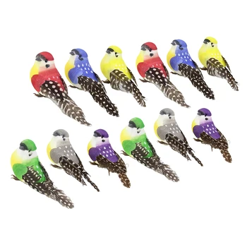 

12pcs Simulated Artificial Feather and Foam Birds Props for Home Garden, Pool, Lawn and any Ornaments