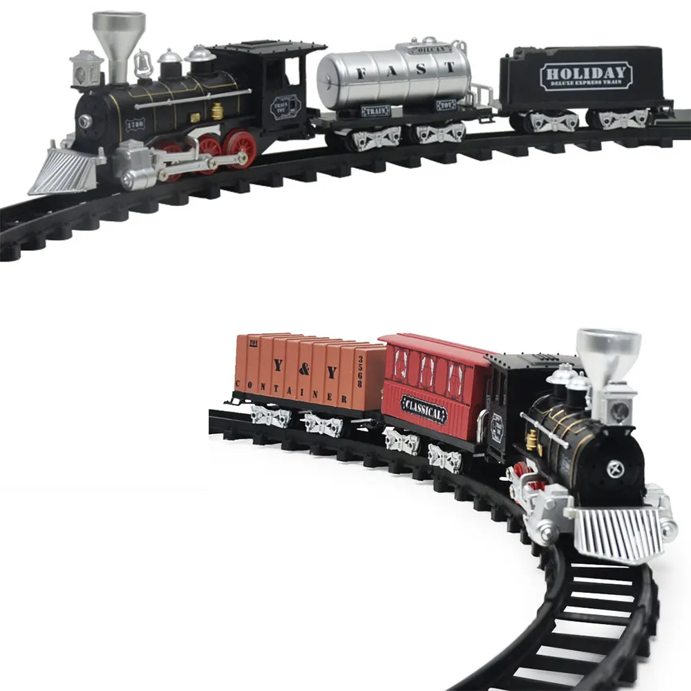 Conjunto de trem elétrico Brinquedo-clássico Conjuntos de trem - crianças Trem  Brinquedos-bateria alimentado motor locomotiva com som e luzes, kits  ferroviários, trilhos, crianças Gif