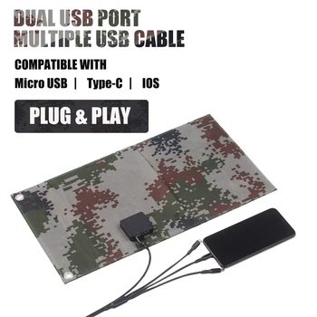 

120W 12V Monocrystalline Foldable Solar Panel with Dual USB Outputs Multi Multi Charger Cable Adapter Type-C/Micro USB Port