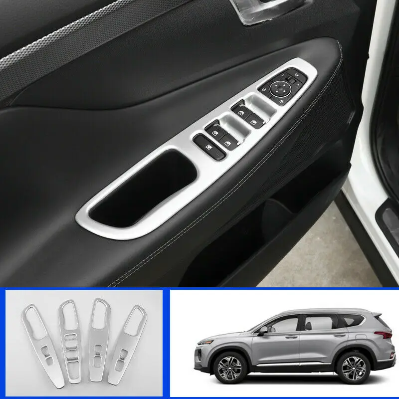 

For Hyundai Santa Fe 2019-2020 ABS silver Window lift panel switch cover trim car accessories