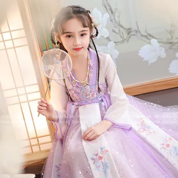 

Children Chinese Traditional Hanfu Robes Ancient Tang Suit Kids Girl Wedding Party Evening Princess Dress Fairy Cosplay Costume