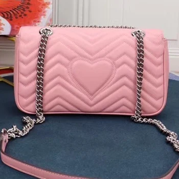 

GG bag double g big brand design single shoulder straddle portable fashion bright color bag medium luxury leather women's bag 20