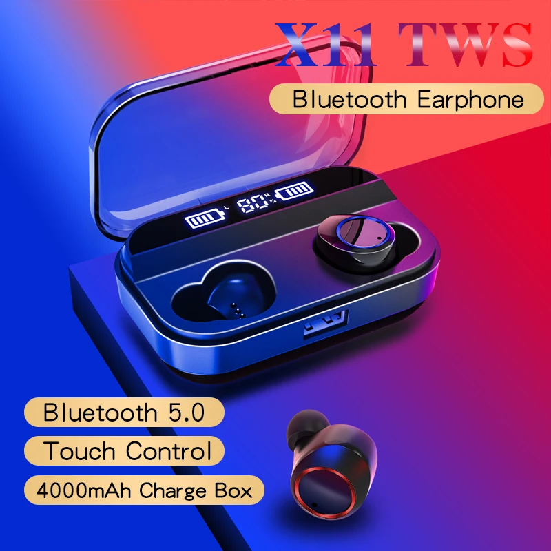 X11 TWS Беспроводные Bluetooth 5 0 наушники с сенсорной кнопкой водонепроницаемые