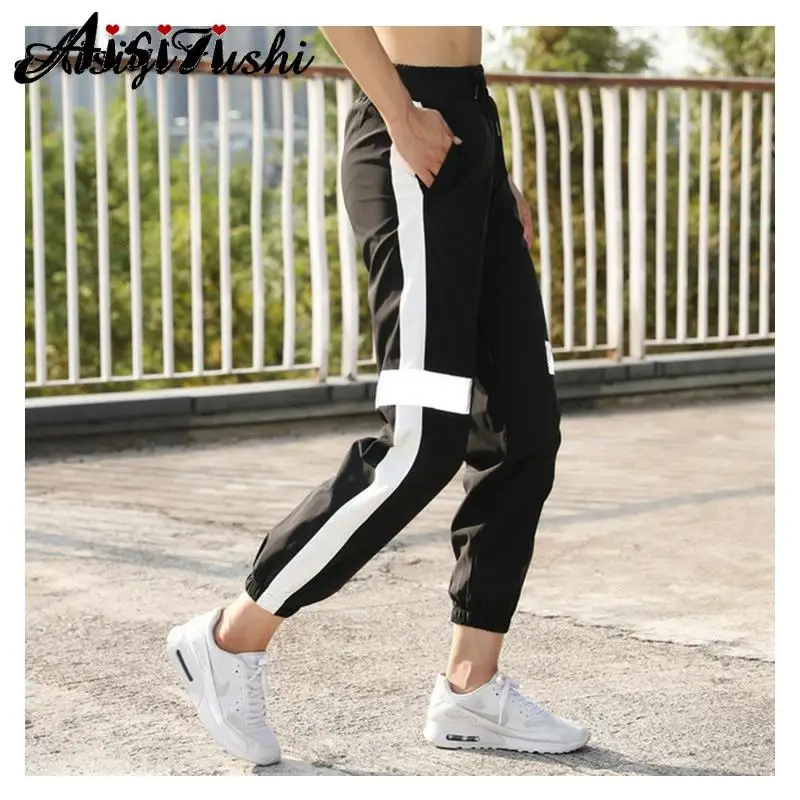 Брюки-Багги женские со светоотражающими полосками свободные спортивные