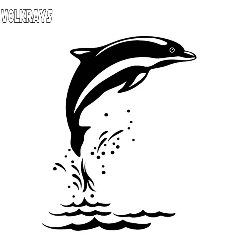 Volkrays Creative Car Sticker Dolphins Leaping Out of The Sea Accessories Reflective Vinyl Decal Black/Silver 15cm*11cm | Автомобили и