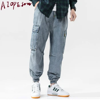 

AIOPESON New Jeans Mens Fashion Loose Beam Feet Function Retro Trend Street Hip Hop Stitching Pants Mens Clothing Tooling