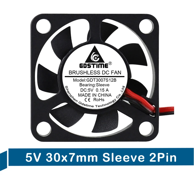 

1 шт. Gdstime 5 В 2Pin 3 см DC 30*30*7 мм вентилятор охлаждения 30 мм x 7 мм Мини Бесщеточный радиатор кулер 3007