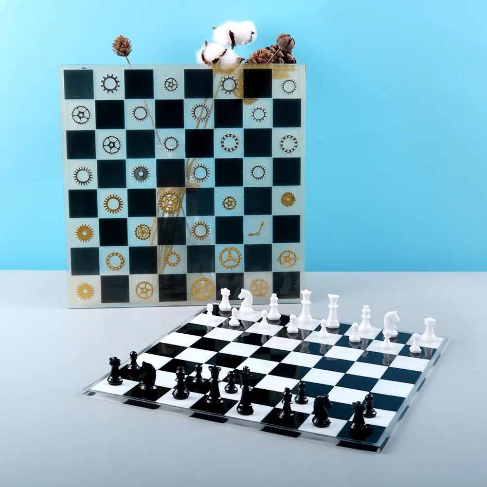 

Hot Handmade Chess Set Mould Checker Game Board Resin Casting Mold International Checkers Toy Silicone Mould Epoxy Resin Craft