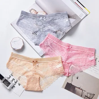 

Sexy Lady Lace Underwear Women Low Waist No Trace Cotton Transparent Temptation Ladies Briefs