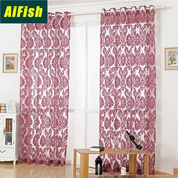 

European Modern Curtains For Living Room Jacquard Design Home Decoration Tulle Fabrics Sheer Panel Window Treatment WP048-4